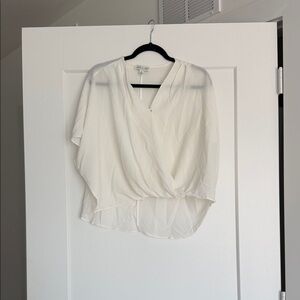 She + Sky White Draped Blouse